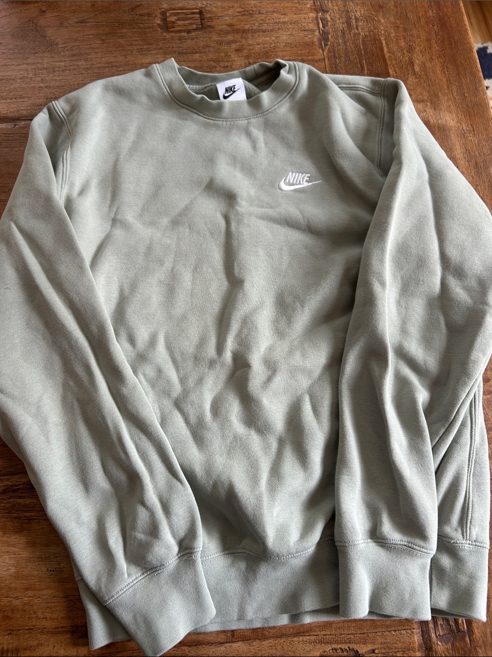 Nike Crewneck Sweatshirt in Sage Green with White Logo